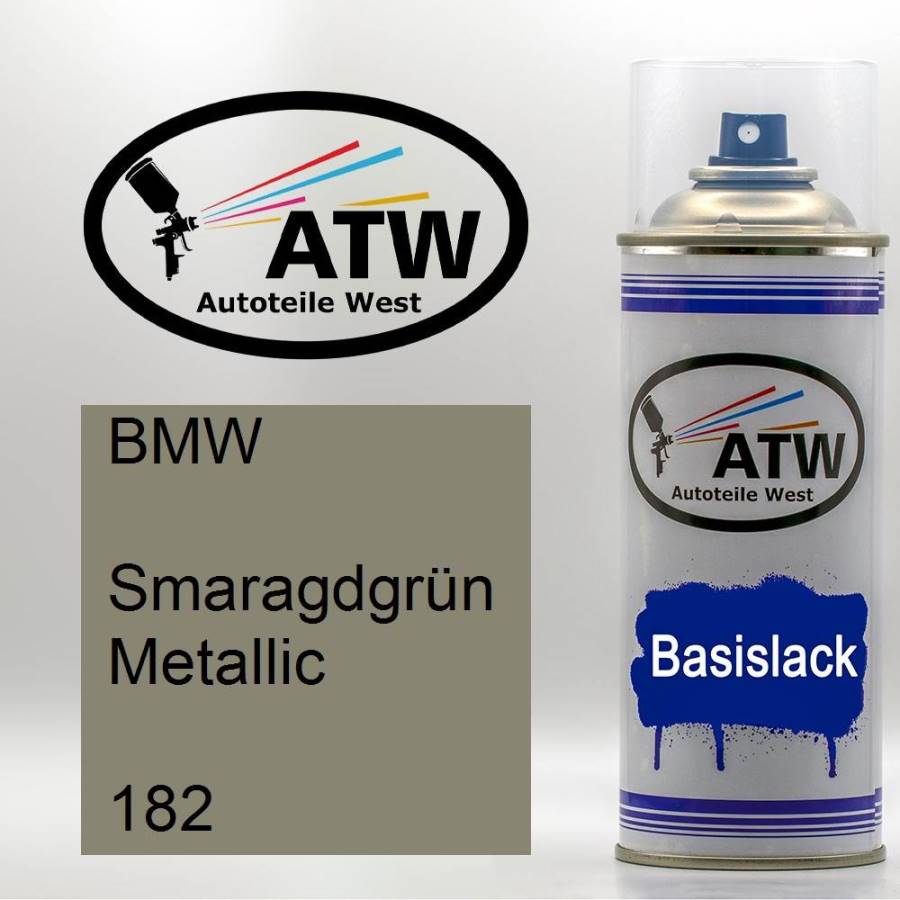 BMW, Smaragdgrün Metallic, 182: 400ml Sprühdose, von ATW Autoteile West.